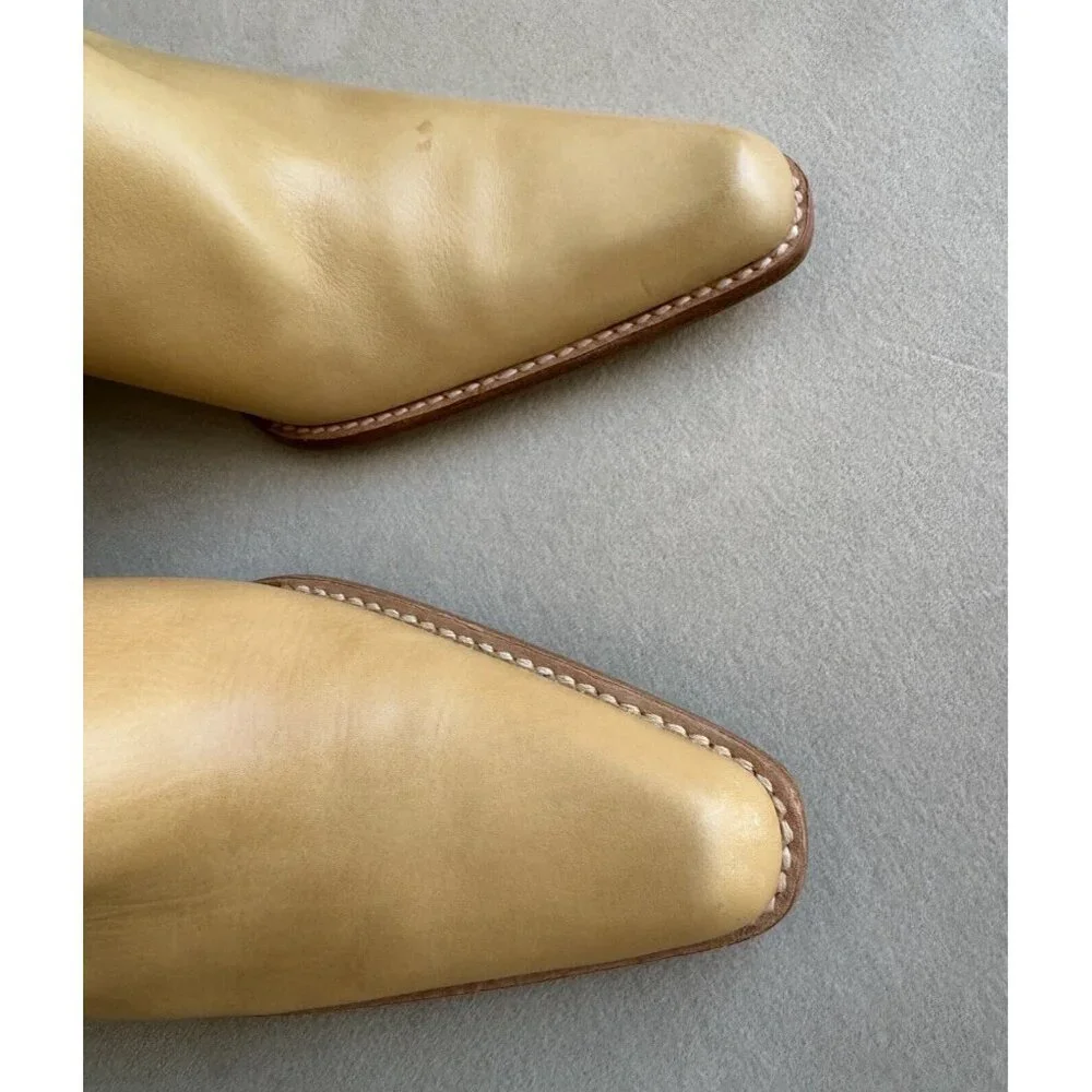 Stuart Weitzman Tan Leather Western Size 7 Heel Boots Turquoise - Picture 4 of 10